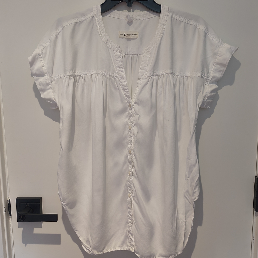 LOFT Cream Button-Down Blouse